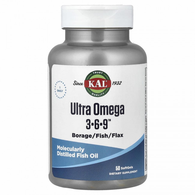 KAL, Ultra Omega 3, 6, 9, 50 мягких таблеток KAL, Ultra Omega 3, 6, 9, 50 мягких таблеток