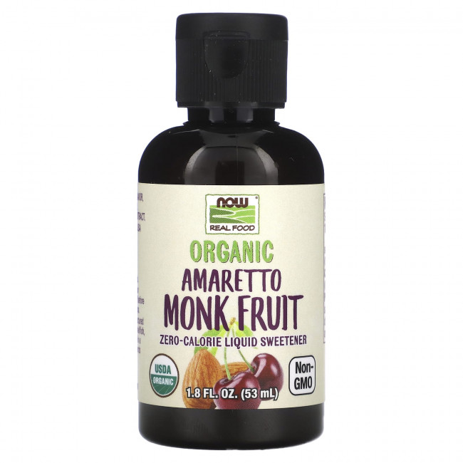 NOW Foods, Organic Amaretto Monk Fruit, низкокалорийный жидкий подсластитель, 53 мл (1,8 жидк. Унции) NOW Foods, Organic Amaretto Monk Fruit, низкокалорийный жидкий подсластитель, 53 мл (1,8 жидк. Унции)