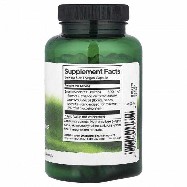 Swanson, Экстракт брокколи с глюкозинолатами, 120 растительных капсул Swanson, Экстракт брокколи с глюкозинолатами, 120 растительных капсул