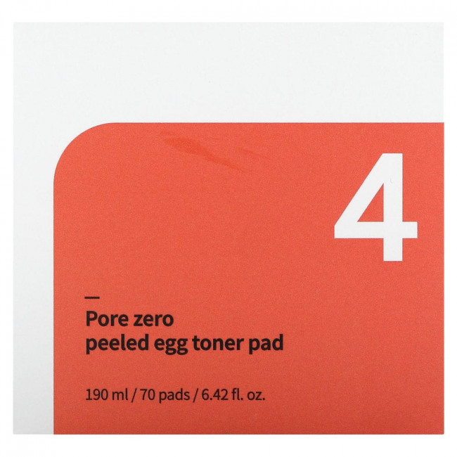 Numbuzin, № 4 Pore Zero Peeled Egg, тоник, 70 шт., 190 мл (6,42 жидк. унции)