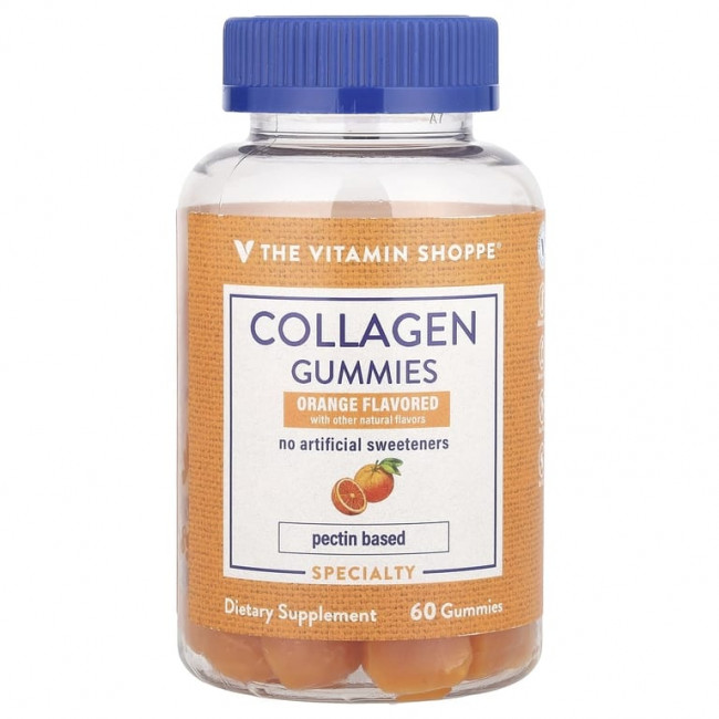 The Vitamin Shoppe, Жевательные мармеладки с коллагеном, апельсин, 60 жевательных мармеладок (250 мг в 1 жевательной мармеладке) The Vitamin Shoppe, Жевательные мармеладки с коллагеном, апельсин, 60 жевательных мармеладок (250 мг в 1 жевательной мармеладке)