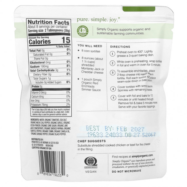 Simply Organic, соус для медленного приготовления, красный энчилада, 227 г (8 унций) Simply Organic, соус для медленного приготовления, красный энчилада, 227 г (8 унций)