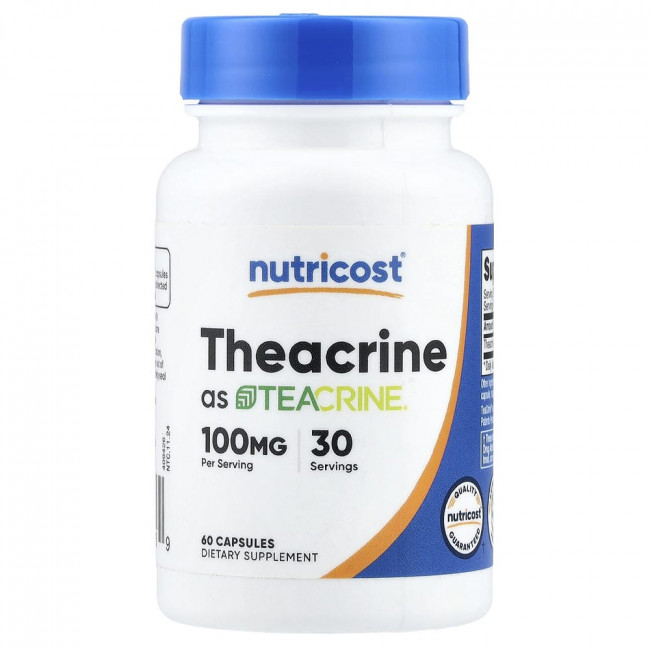 Nutricost, Театрин (Teacrine®), 60 капсул (50 мг на капсулу)