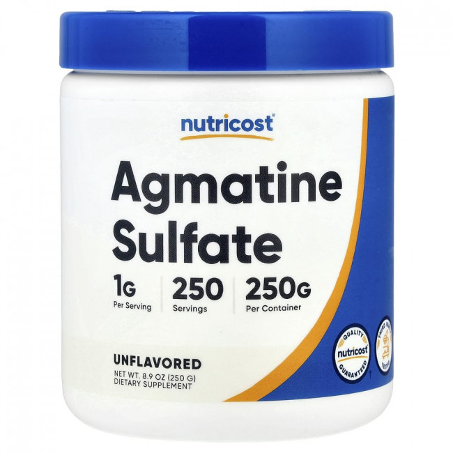 Nutricost, сульфат агматина, без вкусовых добавок, 8,9 унций (250 г)