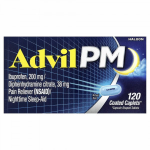 Advil, PM, ибупрофен, 200 мг, 120 капсул, покрытых оболочкой
