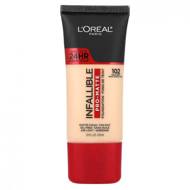 Тональный крем L'Oréal Infallible Pro-Matte Foundation, оттенок 102 Shell Beige, 30 мл (1 жидкая унция)