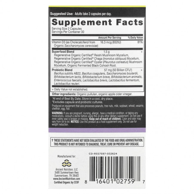 Ancient Nutrition, Пробиотики для поддержки менопаузы, 60 капсул Ancient Nutrition, Пробиотики для поддержки менопаузы, 60 капсул
