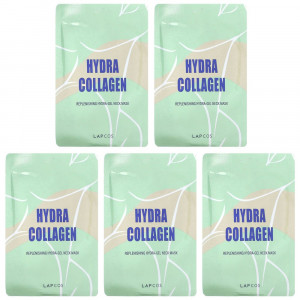 Lapcos, Hydra Collagen, восстанавливающая гидрогелевая маска для шеи, 5 шт. По 15 г (0,53 унции)
