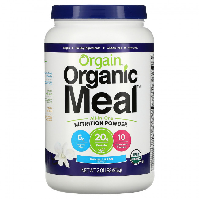 Orgain, Organic Meal, универсальный пищевой порошок, ваниль, 912 г (2,01 фунта) Orgain, Organic Meal, универсальный пищевой порошок, ваниль, 912 г (2,01 фунта)