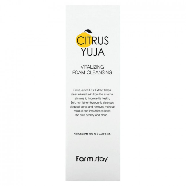 Farmstay, Citrus Yuja, Vitalizing Foam Cleansing, 3.38 fl oz (100 ml)