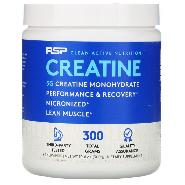 RSP Nutrition, порошок чистого моногидрата креатина, 5 г, 300 г (10,6 унции) RSP Nutrition, порошок чистого моногидрата креатина, 5 г, 300 г (10,6 унции)