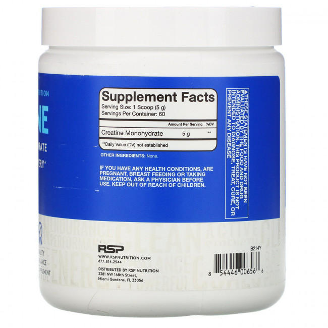 RSP Nutrition, порошок чистого моногидрата креатина, 5 г, 300 г (10,6 унции) RSP Nutrition, порошок чистого моногидрата креатина, 5 г, 300 г (10,6 унции)