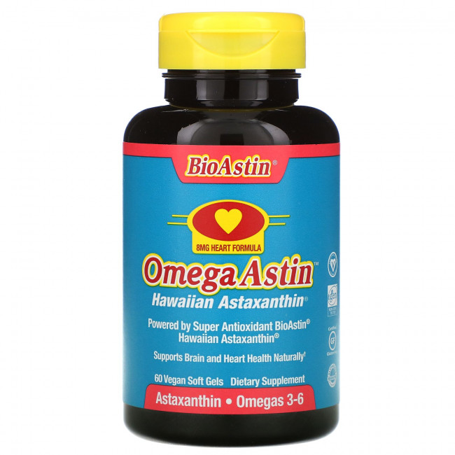 Nutrex Hawaii, OmegaAstin, 60 вегетарианских желатиновых капсул Nutrex Hawaii, OmegaAstin, 60 вегетарианских желатиновых капсул