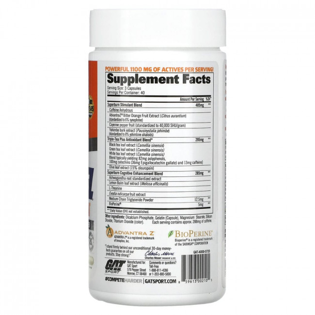 GAT, JetFUEL Superburn, 120 масляных капсул GAT, JetFUEL Superburn, 120 масляных капсул