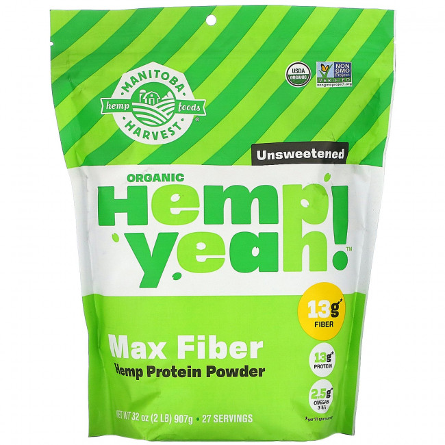 Manitoba Harvest, Конопля Ага! Протеиновый порошок из конопли Max Fiber, без сахара, 32 унции (907 г) Manitoba Harvest, Конопля Ага! Протеиновый порошок из конопли Max Fiber, без сахара, 32 унции (907 г)