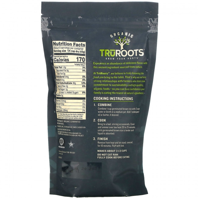 TruRoots, Organic, Germinated Brown Rice, Gluten Free, 14 oz (396 g) TruRoots, Organic, Germinated Brown Rice, Gluten Free, 14 oz (396 g)