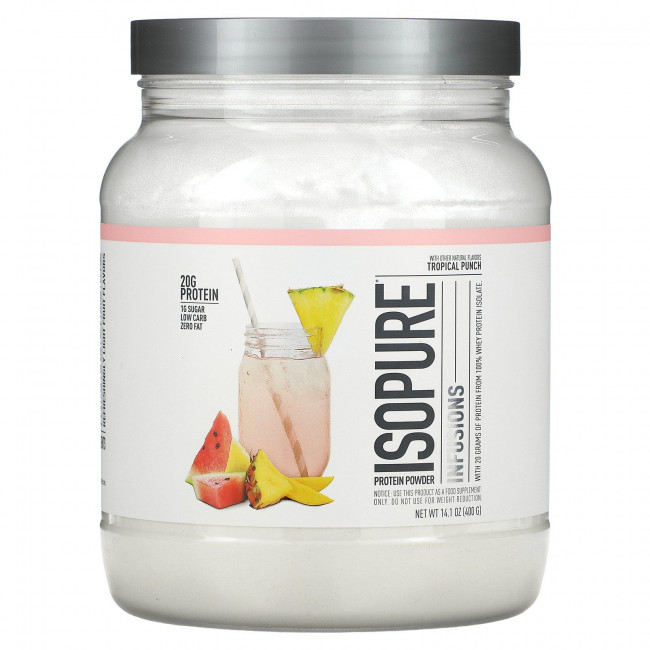Isopure, Протеиновый порошок Infusions, тропический пунш, 400 г Isopure, Протеиновый порошок Infusions, тропический пунш, 400 г