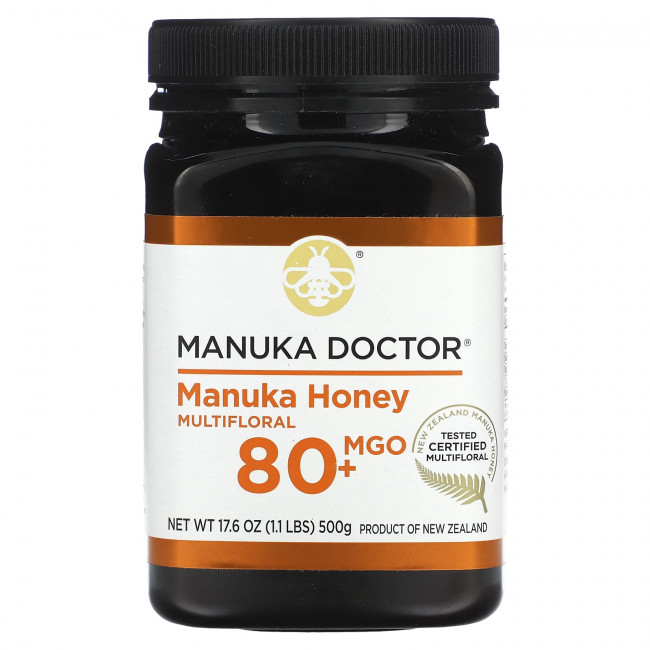 Manuka Doctor, Многоцветковый мед манука, MGO 80+, 500 г (17,6 унции) Manuka Doctor, Многоцветковый мед манука, MGO 80+, 500 г (17,6 унции)