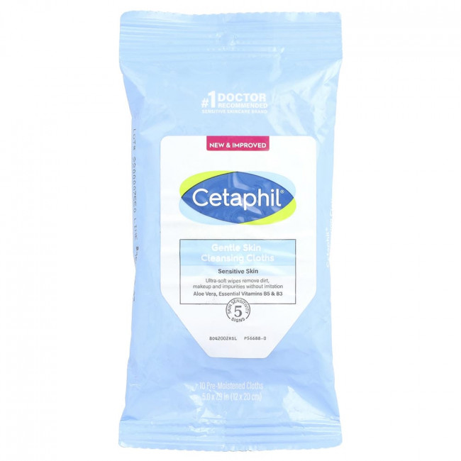 Cetaphil, мягкие очищающие салфетки для кожи, без отдушек, 10 предварительно увлажненных салфеток. Cetaphil, мягкие очищающие салфетки для кожи, без отдушек, 10 предварительно увлажненных салфеток.