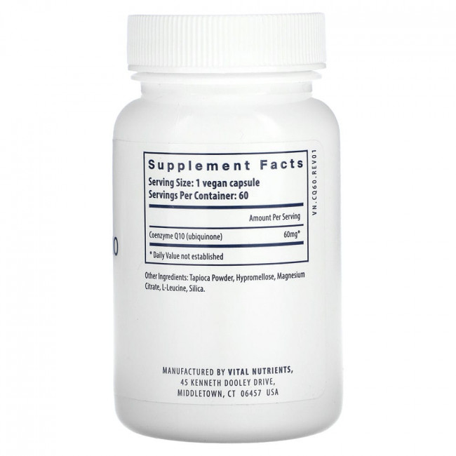 Vital Nutrients, Coenzyme Q10, 60 mg, 60 Vegan Capsules