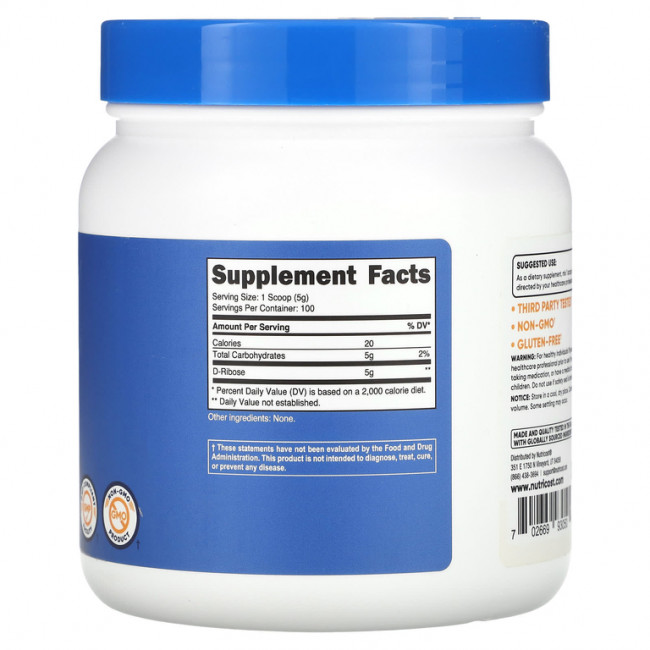 Nutricost, D-рибоза, без добавок, 500 г (17,6 унции) Nutricost, D-рибоза, без добавок, 500 г (17,6 унции)