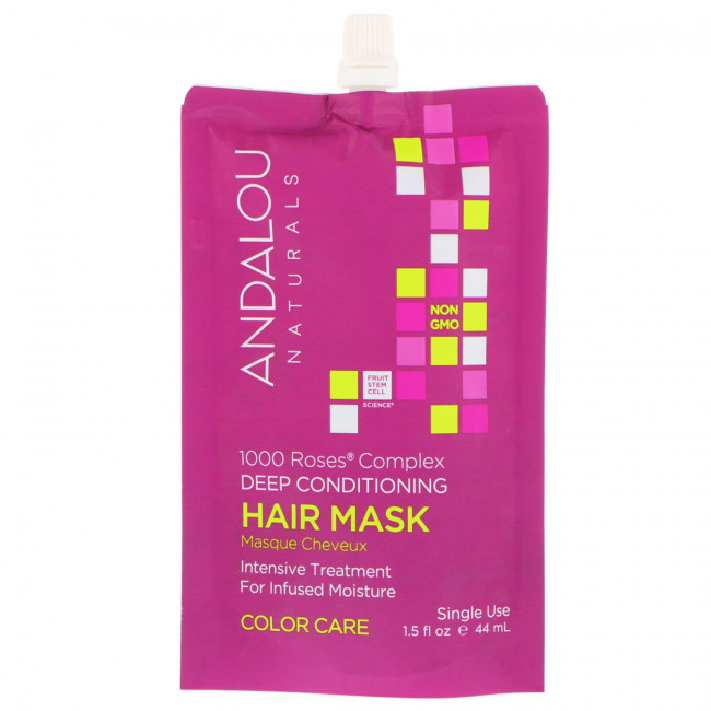 Andalou Naturals, 1000 Roses Complex, глубокое увлажнение, уход за окрашенными волосами, маска для волос, 44 мл (1,5 жидк. унции) Andalou Naturals, 1000 Roses Complex, глубокое увлажнение, уход за окрашенными волосами, маска для волос, 44 мл (1,5 жидк. унции)