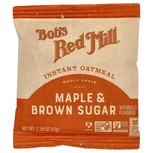 Bob's Red Mill, Овсянка быстрого приготовления, цельнозерновые, кленовый коричневый сахар, 6 пакетиков по 45 г (1,59 унции) Bob's Red Mill, Овсянка быстрого приготовления, цельнозерновые, кленовый коричневый сахар, 6 пакетиков по 45 г (1,59 унции)