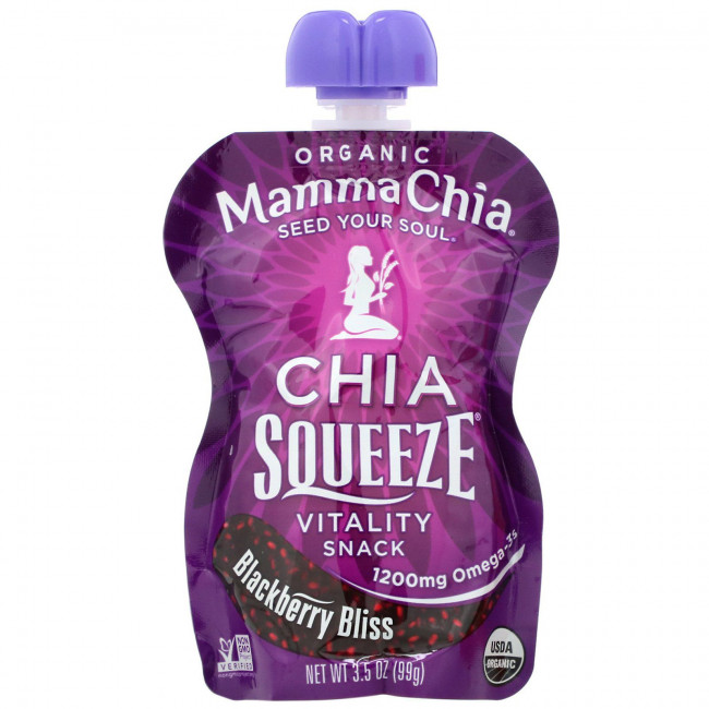 Mamma Chia, Organic Chia Squeeze, Vitality Snack, ежевика, 8 порций, 99 г (3,5 унции)