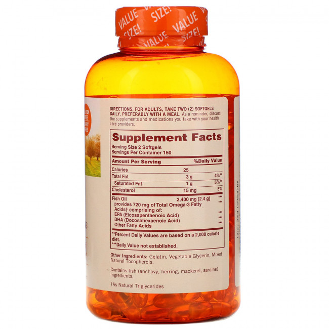 Sundown Naturals, Рыбий жир, 1200 мг, 300 мягких таблеток Sundown Naturals, Рыбий жир, 1200 мг, 300 мягких таблеток