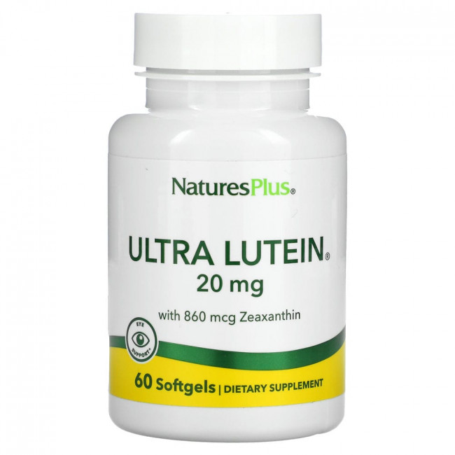 NaturesPlus, Ultra Lutein, лютеин с зеаксантином, 20 мг, 60 капсул