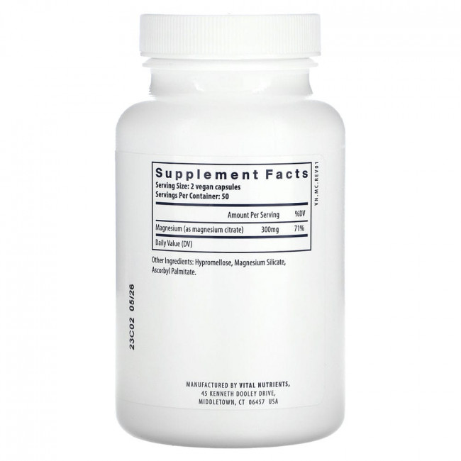 Vital Nutrients, Magnesium (Citrate) , 100 Vegan Capsule