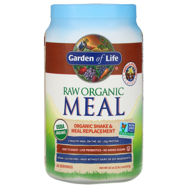 Garden of Life, RAW Organic Meal, коктейль и заменитель еды, чай со специями ваниль, 907 г (2 фунта 2 унции) Garden of Life, RAW Organic Meal, коктейль и заменитель еды, чай со специями ваниль, 907 г (2 фунта 2 унции)