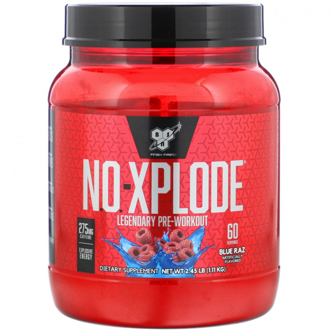 BSN, N.O.-Xplode, предтренировочный комплекс для повышения продуктивности, голубая малина, 1,11 кг (2,45 фунта) BSN, N.O.-Xplode, предтренировочный комплекс для повышения продуктивности, голубая малина, 1,11 кг (2,45 фунта)