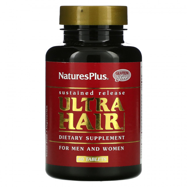 NaturesPlus, Ultra Hair, для мужчин и женщин, 60 таблеток NaturesPlus, Ultra Hair, для мужчин и женщин, 60 таблеток