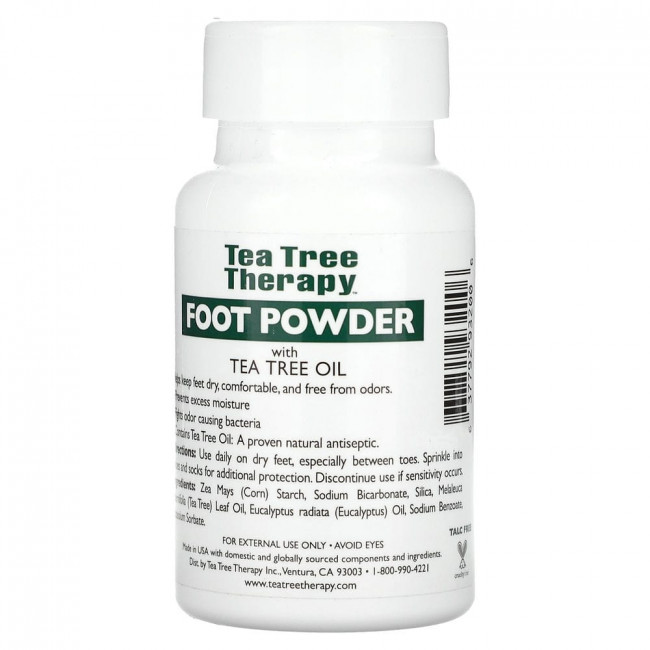 Tea Tree Therapy, Antiseptic Foot Powder With Tea Tree Oil, Unscented, 3 oz (85 gm)