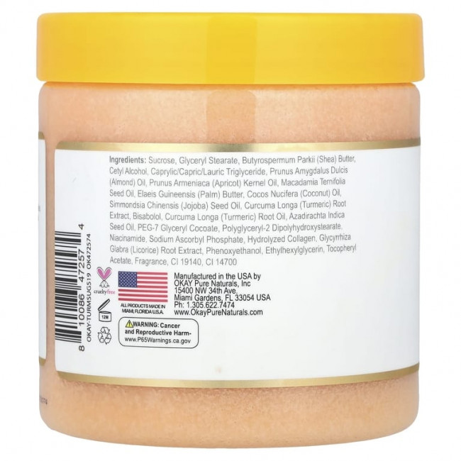 Okay Pure Naturals, Осветление кожи, сахарный скраб, куркума, 538 г (19 унций) Okay Pure Naturals, Осветление кожи, сахарный скраб, куркума, 538 г (19 унций)