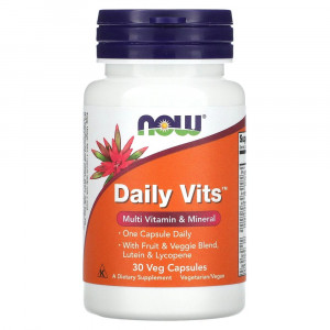 NOW Foods, Daily Vits, мультивитамины и микроэлементы, 30 вегетарианских капсул NOW Foods, Daily Vits, мультивитамины и микроэлементы, 30 вегетарианских капсул