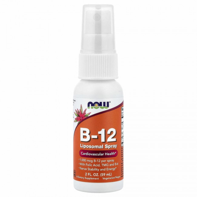 NOW Foods, Липосомальный спрей с витамином B12, 1000 мкг, 59 мл (2 жидк. унции) NOW Foods, Липосомальный спрей с витамином B12, 1000 мкг, 59 мл (2 жидк. унции)