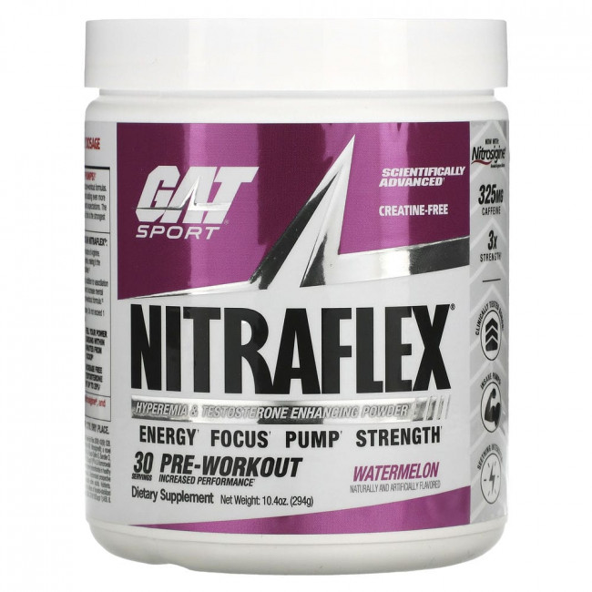 GAT, Sport, NITRAFLEX, арбуз, 294 г (10,4 унции) GAT, Sport, NITRAFLEX, арбуз, 294 г (10,4 унции)