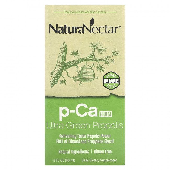 NaturaNectar, p-CA из ультра-зеленого прополиса, 60 мл (2 жидк. унции) NaturaNectar, p-CA из ультра-зеленого прополиса, 60 мл (2 жидк. унции)