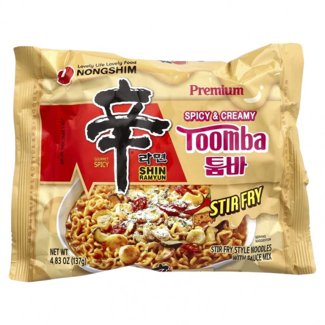 Nongshim, Премиум Shin Ramyun, тоомба, пряный и сливочный, 4 пакетика по 137 г (4,83 унции) Nongshim, Премиум Shin Ramyun, тоомба, пряный и сливочный, 4 пакетика по 137 г (4,83 унции)