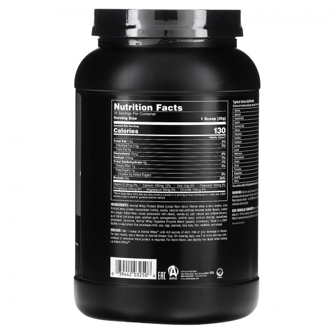 Universal Nutrition, Animal Whey, тесто для брауни, 907 г (2 фунта) Universal Nutrition, Animal Whey, тесто для брауни, 907 г (2 фунта)