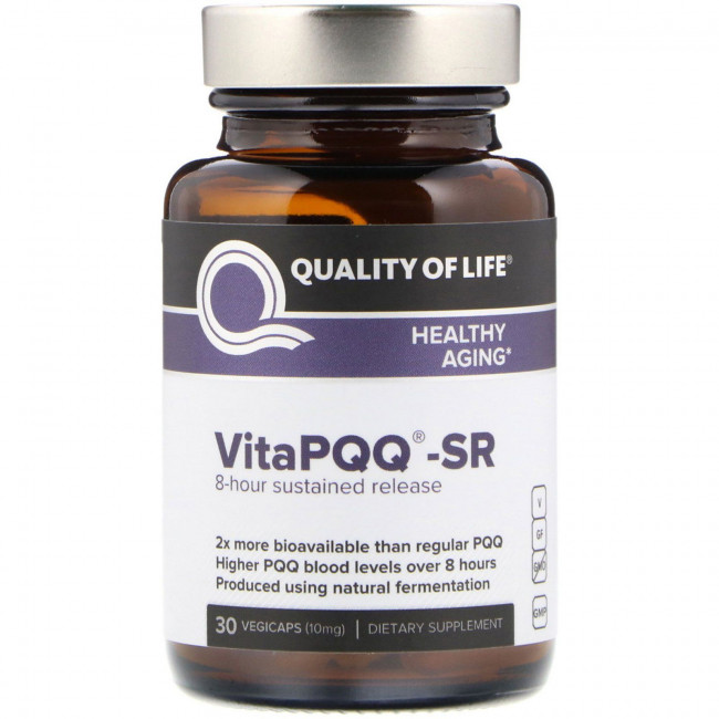 Quality of Life Labs, 'VitaPQQ -SR', пищевая добавка с пирролохинолинхиноном замедленного высвобождения, 30 капсул в растительной оболочке Quality of Life Labs, 'VitaPQQ -SR', пищевая добавка с пирролохинолинхиноном замедленного высвобождения, 30 капсул в растительной оболочке