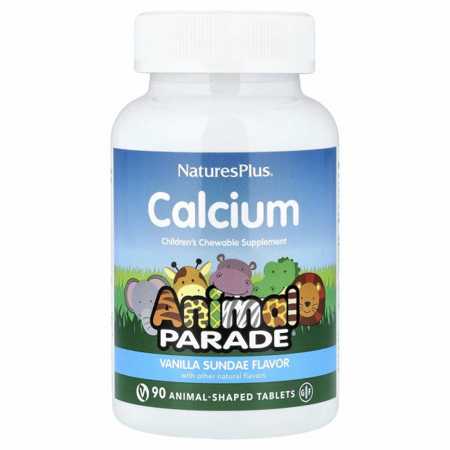 NaturesPlus, Source of Life, Animal Parade, кальций, жевательная добавка для детей, со вкусом ванильного мороженого, 90 таблеток в форме животных NaturesPlus, Source of Life, Animal Parade, кальций, жевательная добавка для детей, со вкусом ванильного мороженого, 90 таблеток в форме животных