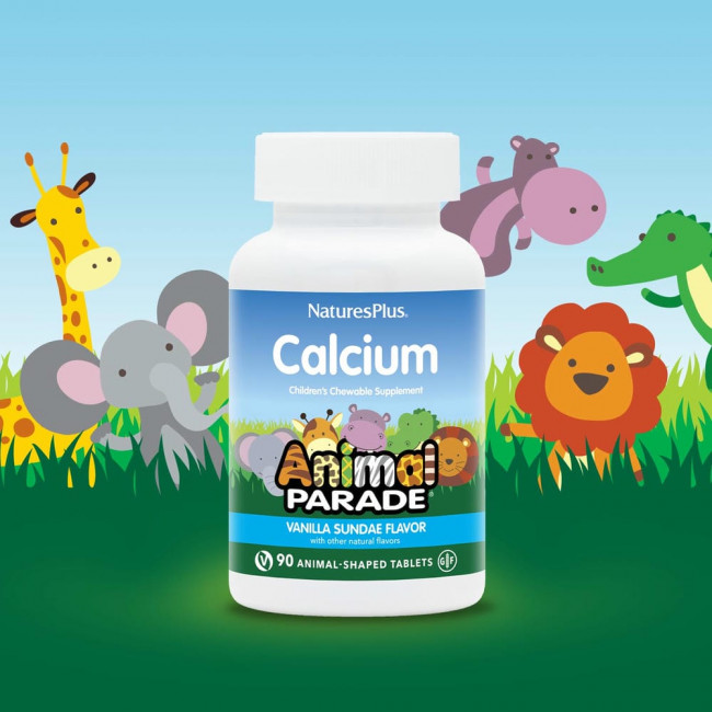 NaturesPlus, Source of Life, Animal Parade, кальций, жевательная добавка для детей, со вкусом ванильного мороженого, 90 таблеток в форме животных NaturesPlus, Source of Life, Animal Parade, кальций, жевательная добавка для детей, со вкусом ванильного мороженого, 90 таблеток в форме животных