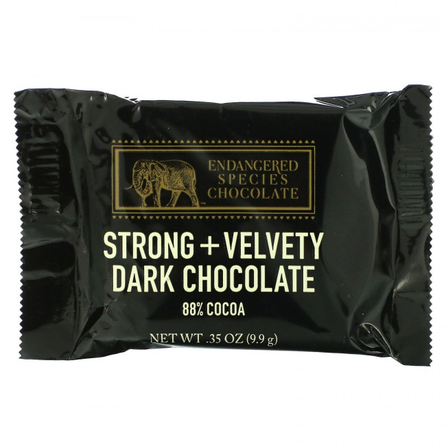 Endangered Species Chocolate, Крепкие и бархатистые кусочки темного шоколада, 88% какао, 9,9 г (0,35 унции) Endangered Species Chocolate, Крепкие и бархатистые кусочки темного шоколада, 88% какао, 9,9 г (0,35 унции)