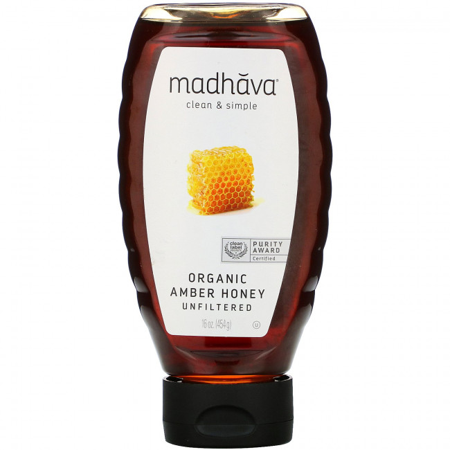 Madhava Natural Sweeteners, Органический янтарный мед, нефильтрованный, 454 г (16 унций) Madhava Natural Sweeteners, Органический янтарный мед, нефильтрованный, 454 г (16 унций)