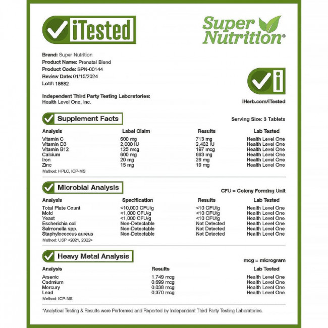 Super Nutrition, Смесь PreNatal, 180 таблеток Super Nutrition, Смесь PreNatal, 180 таблеток
