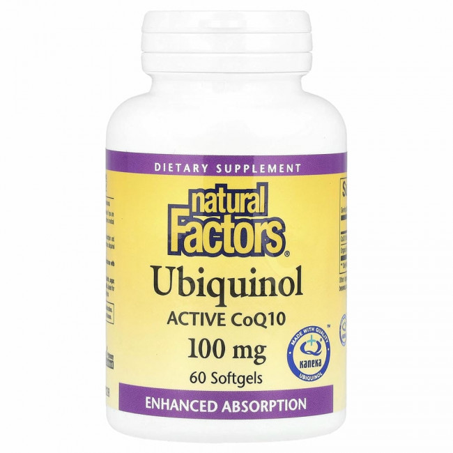 Natural Factors, убихинол (активный коэнзим Q10), 100 мг, 60 мягких таблеток