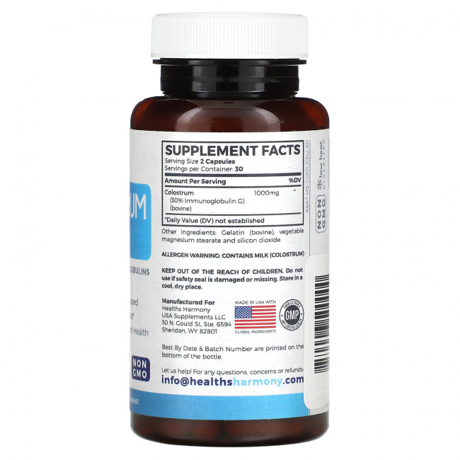 Healths Harmony, Молозиво 30% IGG`` 60 капсул Healths Harmony, Молозиво 30% IGG`` 60 капсул